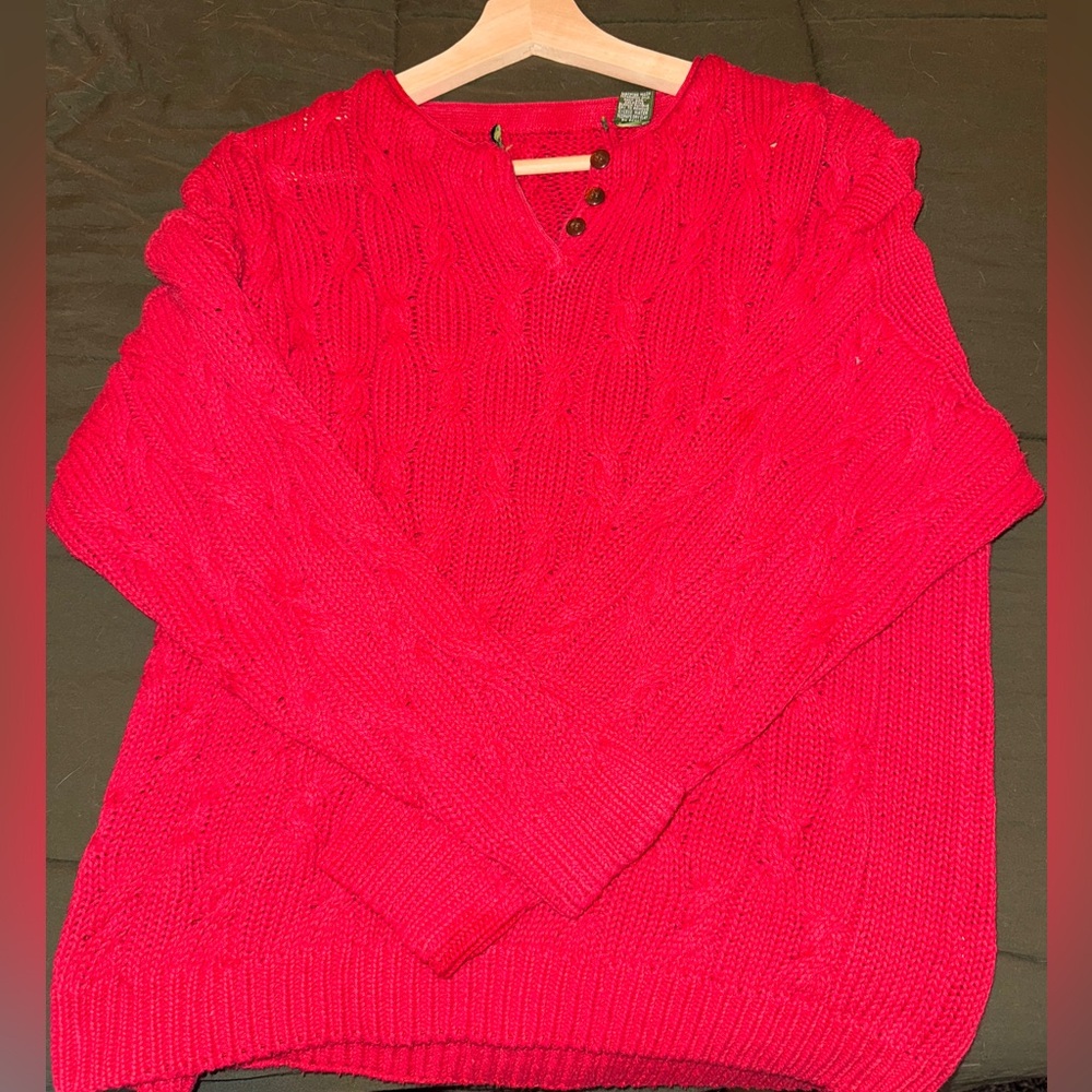 Cozy Red Cable Knit Sweater